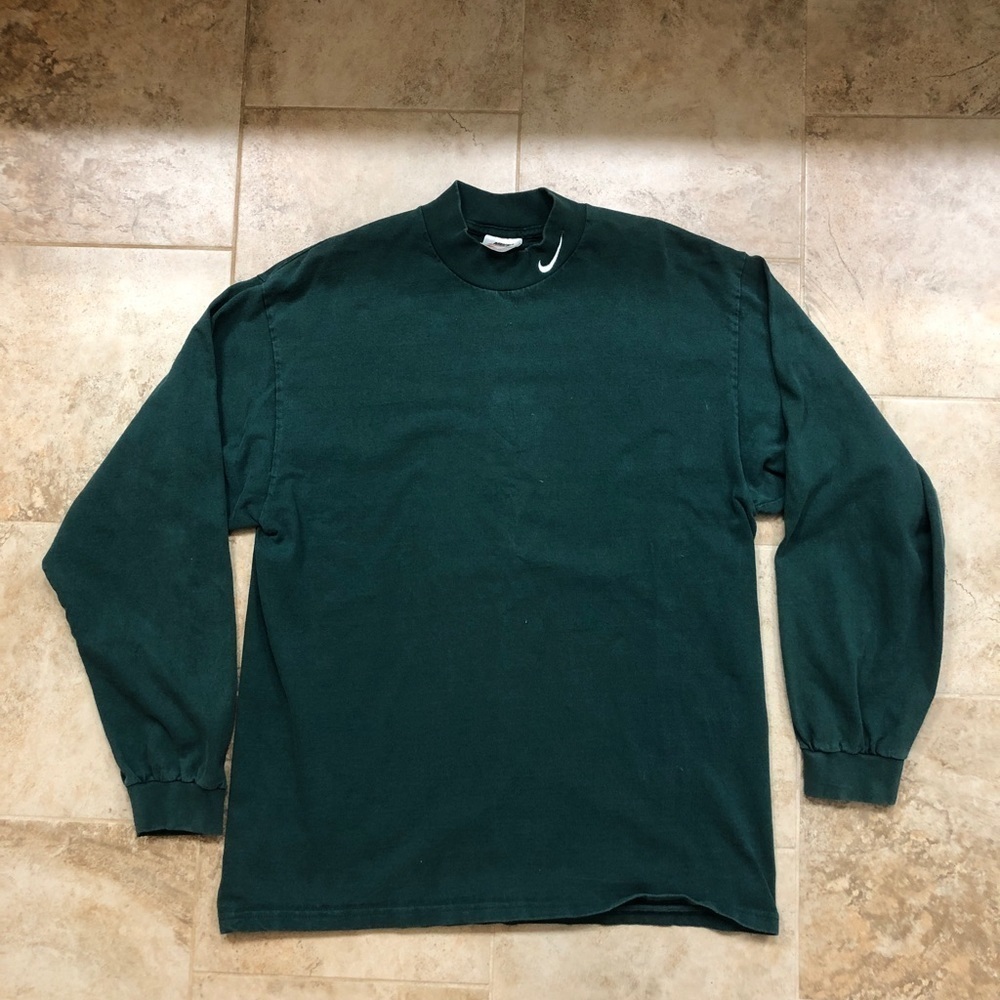 Vintage Nike 90's Made In USA Green Mock Neck